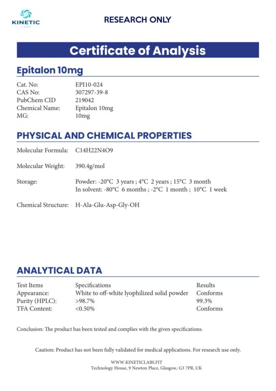 COA PEPTIDES Epitalon-1